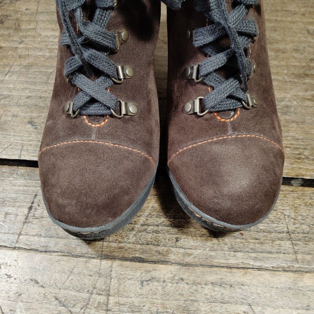 BORN BOC Women's Sz 11 Boots Brown Suede Block Heel Lace Up Platform Shoes READ - Picture 4 of 16